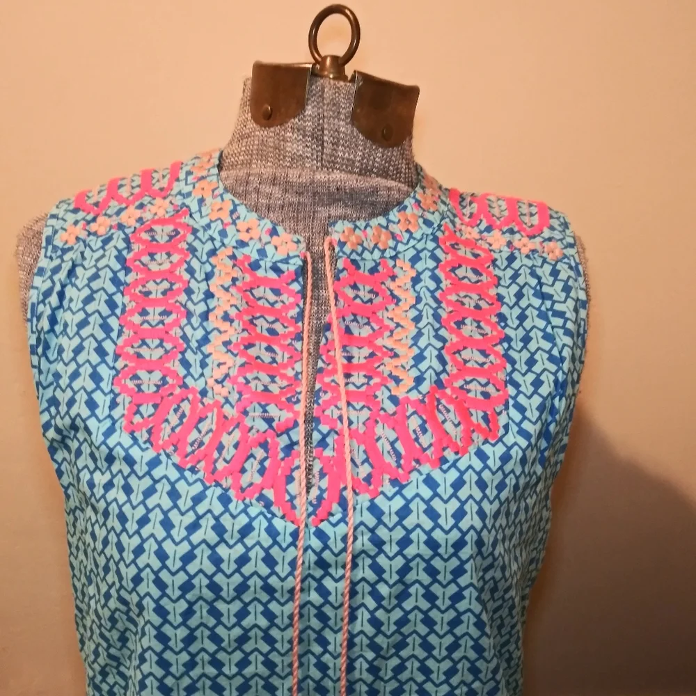 J.Crew Turquoise Boho Embroidered Blouse - Picture 2 of 7